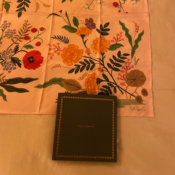 Rifle Paper Co. pink floral blooming silk twill scarf 33" square - Picture 5 of 5